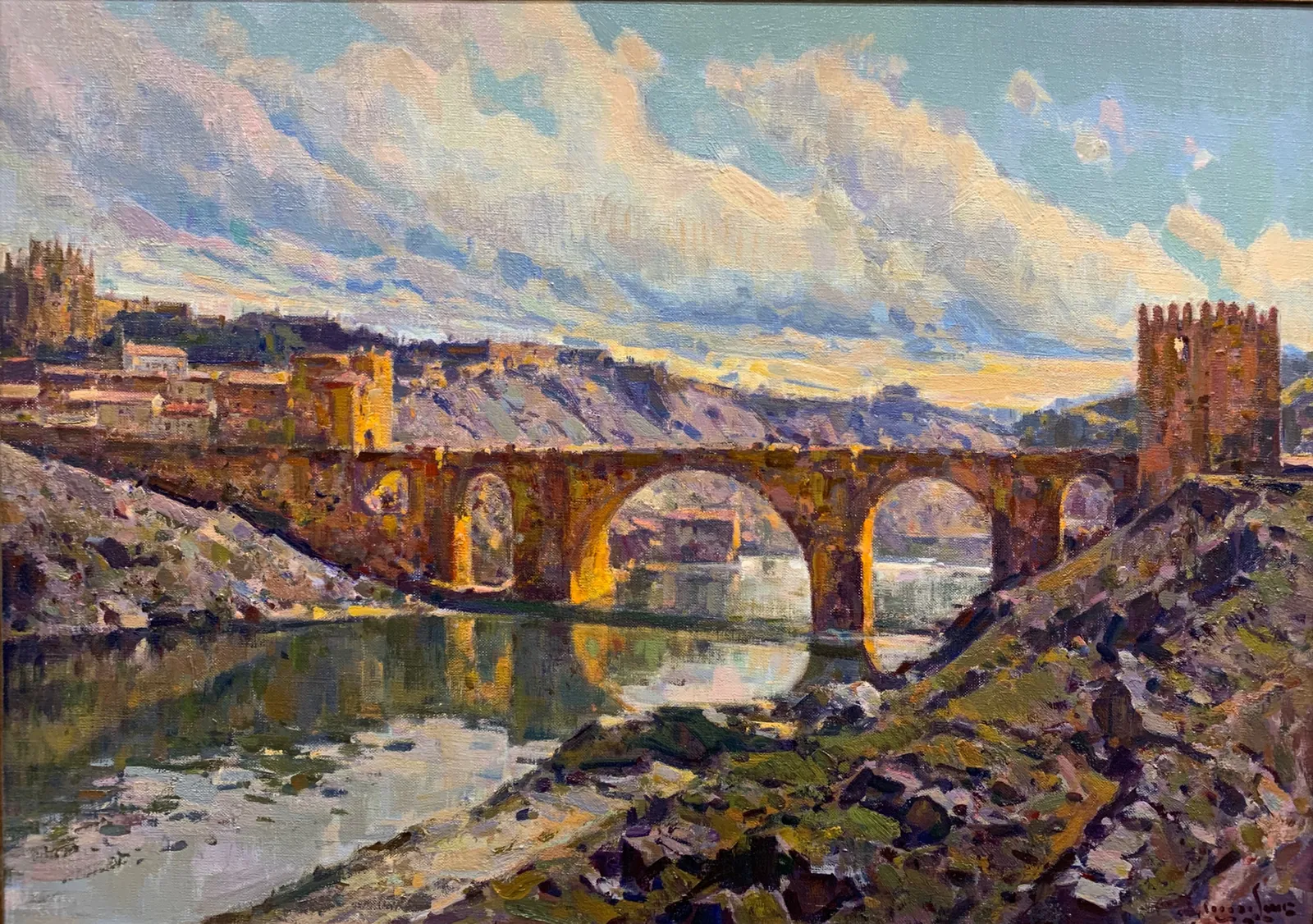 Puente de San Martín. Toledo, óleo en lienzo de Antonio Iglesias Sanz